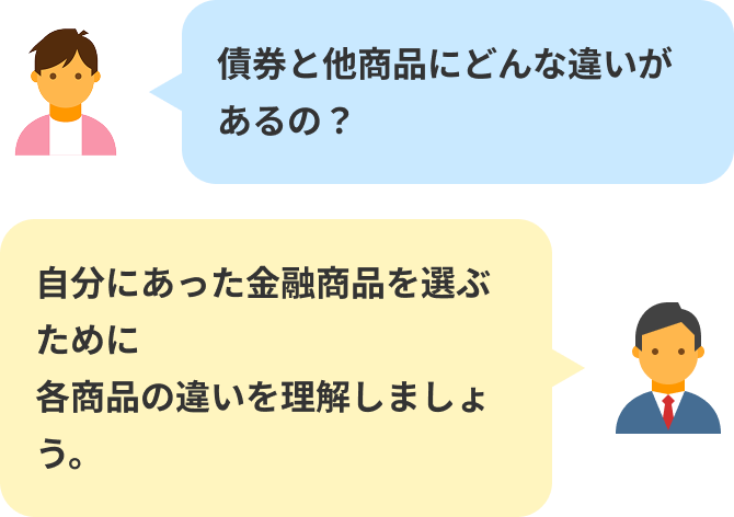 債券と他商品にどんな違いがあるの?自分にあった金融商品を選ぶために各商品の違いを理解しましょう。